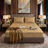 TREE/YELLOW VELVET fitted bedsheet - (premium)