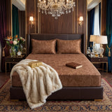 TREE/BROWN VELVET fitted bedsheet - (premium)