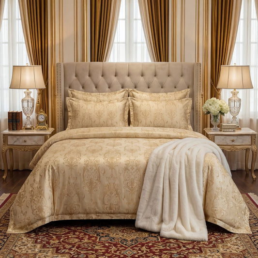 FLOWER/CREAM VELVET BEDSHEET SET - 5 PCS