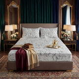 MILITARY/SILVER VELVET fitted bedsheet - (premium)