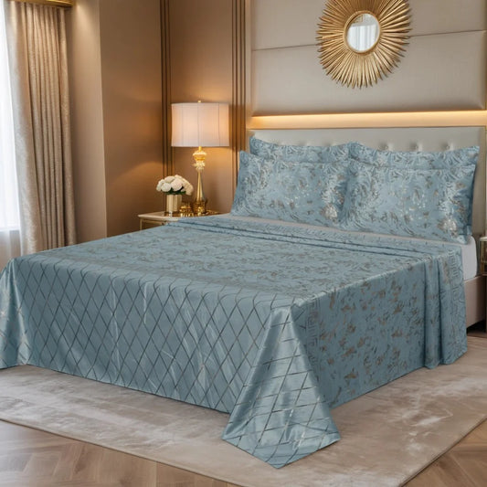 MILITARY/GREY VELVET BEDSHEET SET - 5 PCS