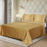 MILITARY/YELLOW VELVET BEDSHEET SET - 5 PCS