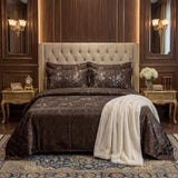 MILITARY/CHOCO VELVET BEDSHEET SET - 5 PCS
