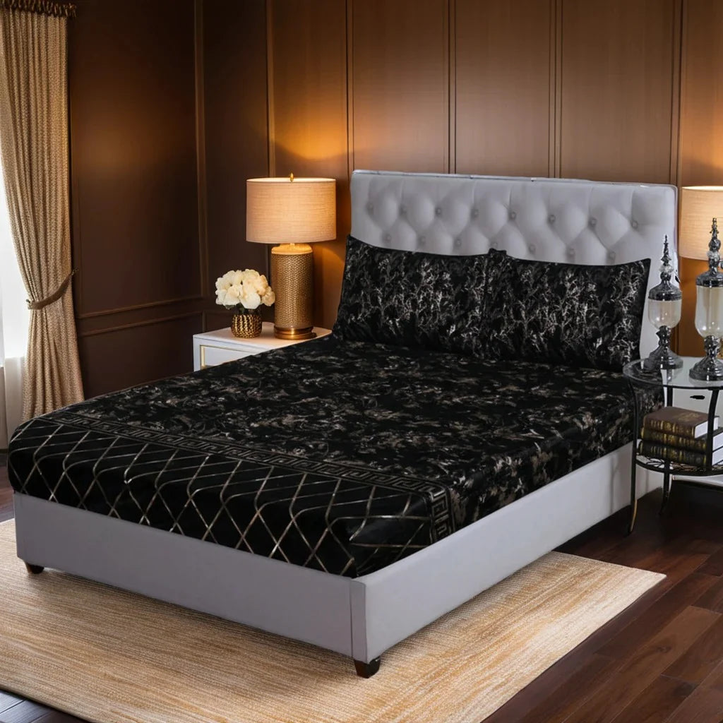 MILITARY/BLACK VELVET fitted bedsheet - (premium)