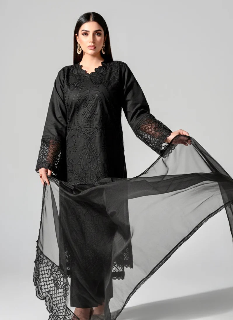 Black Shanzay - 3 Piece Stitched Dress