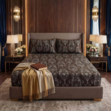 FLOWER/CHOCO VELVET fitted bedsheet - (premium)