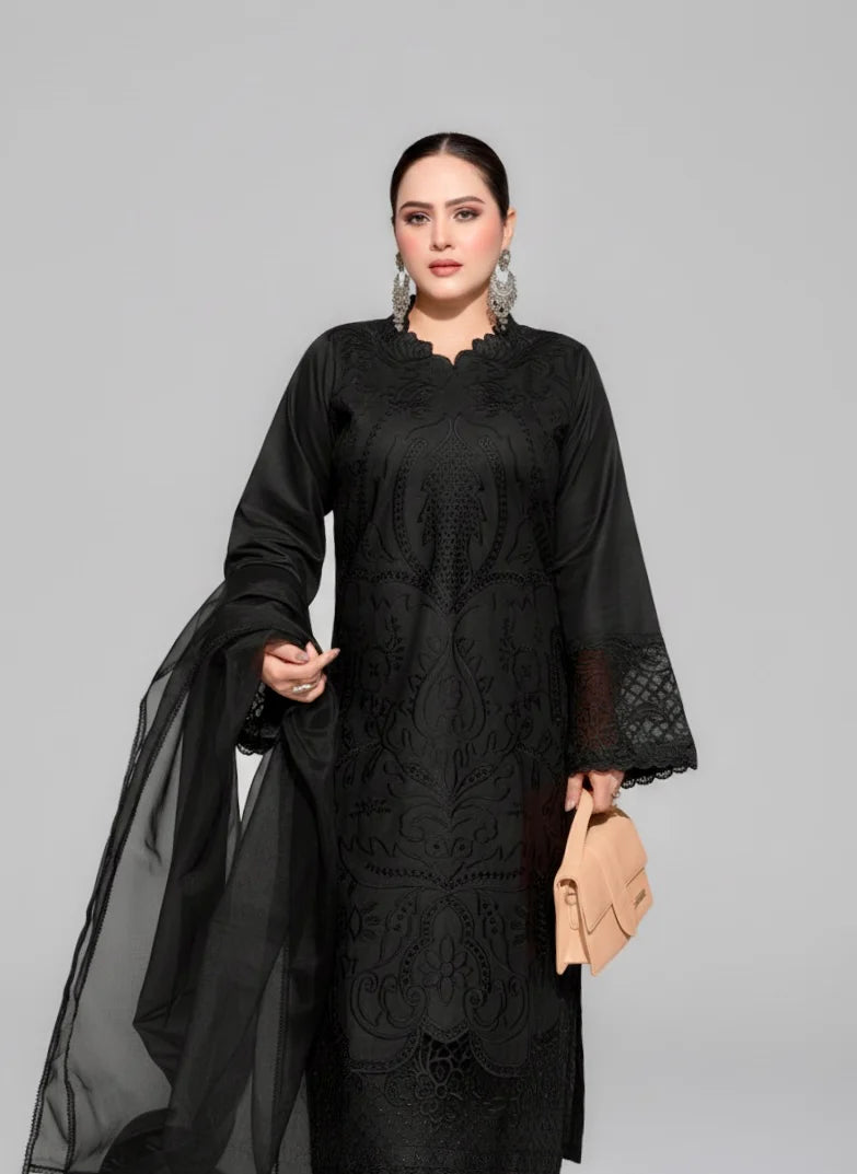 Black Shanzay - 3 Piece Stitched Dress