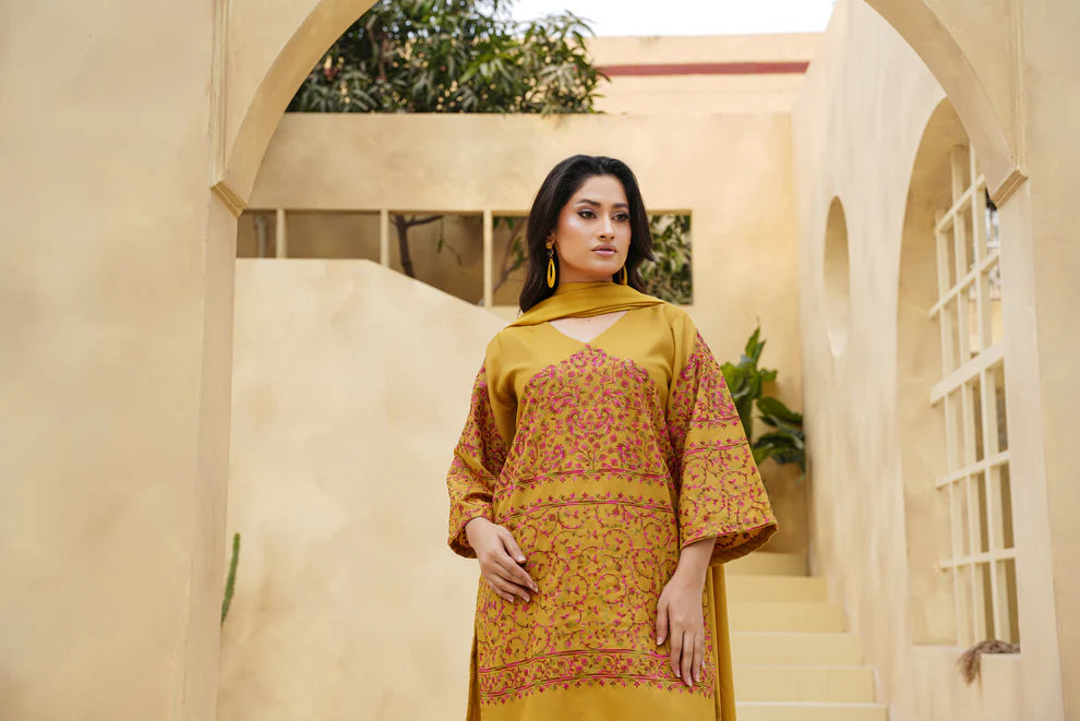Gulaal - Lemon - 3 Piece Stitched Dress