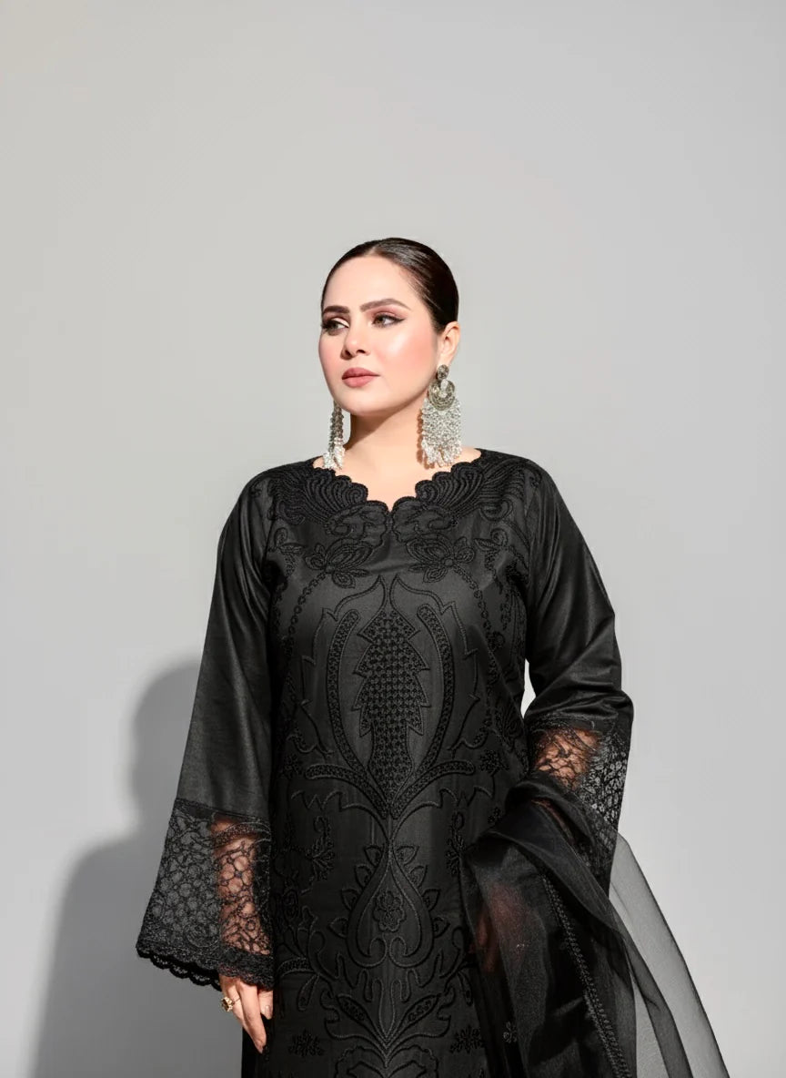 Black Shanzay - 3 Piece Stitched Dress