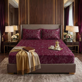 TREE/MAROON VELVET fitted bedsheet - (premium)