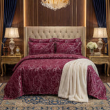 TREE/MAROON VELVET BEDSHEET SET - 5 PCS