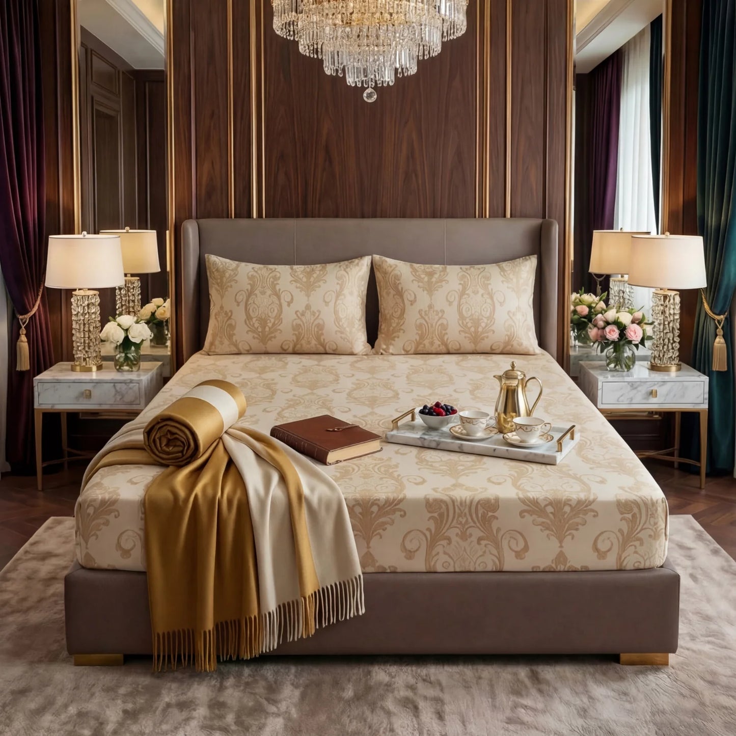 FLOWER/SKIN VELVET fitted bedsheet - (premium)