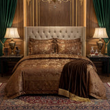 MILITARY/BROWN VELVET BEDSHEET SET - 5 PCS
