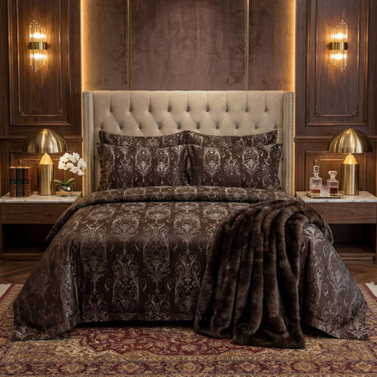 FLOWER/CHOCO VELVET BEDSHEET SET - 5 PCS