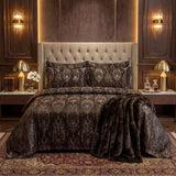 FLOWER/CHOCO VELVET BEDSHEET SET - 5 PCS